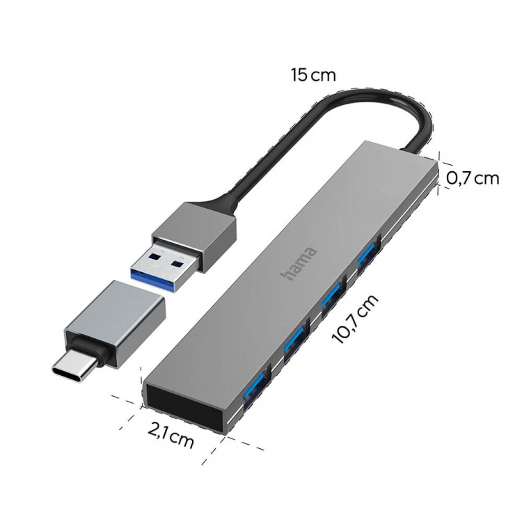 Hama Hub USB-A 3.2 4x Porte 5 Gbit/s USB-C Adapter