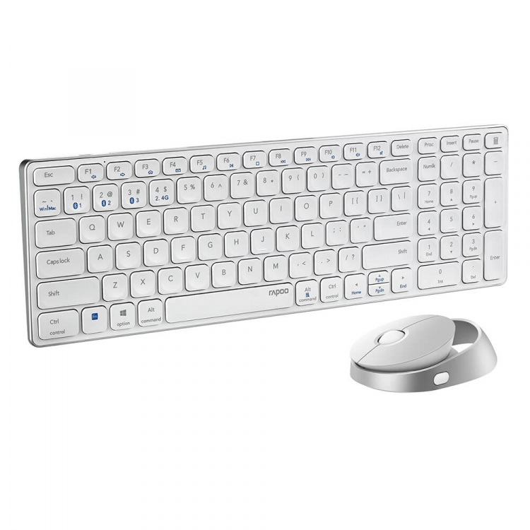 Rapoo tastatur/Mus Sæt 9750M Multi-Mode Wireless Hvid Rapoo tastatur/Mus Sæt 9750M Multi-Mode Wireless Hvid
