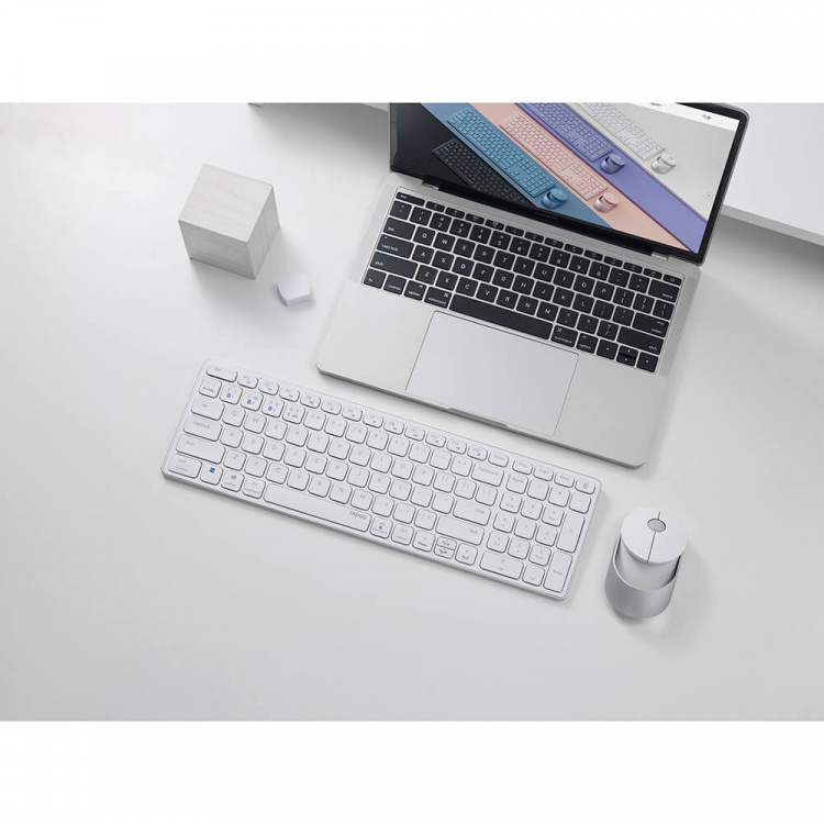 Rapoo tastatur/Mus Sæt 9750M Multi-Mode Wireless Hvid Rapoo tastatur/Mus Sæt 9750M Multi-Mode Wireless Hvid