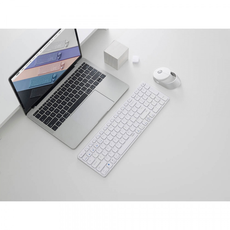 Rapoo tastatur/Mus Sæt 9750M Multi-Mode Wireless Hvid Rapoo tastatur/Mus Sæt 9750M Multi-Mode Wireless Hvid