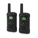 Nedis Walkie-talkie Set | 2 Håndsæt | Op til 6 km | Frekvens kanaler: 8 | PTT / VOX | Op til 3 Timer | Hovedtelefonudgang | 2 Headsets | Sort