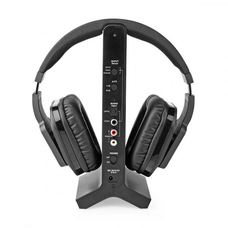 Nedis Trådløst TV hovedtelefoner | Wi-Fi | Over-Ear | Maksimal batteritid: 8 timer | 25 m | Digital lyd | Opladningsstation | Sort