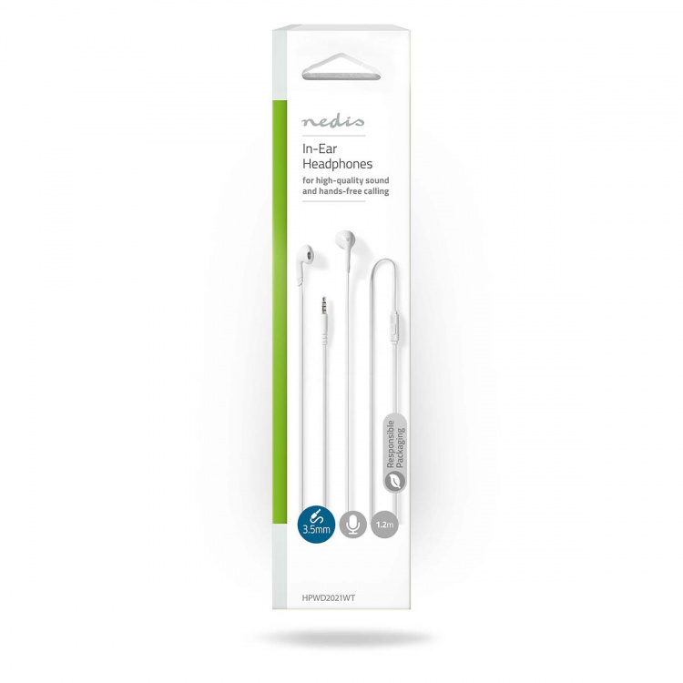 Nedis Kablede Hovedtelefoner | 3.5 mm | Kabellængde: 1.20 m | Indbygget mikrofon | Volumenkontrol | Hvid