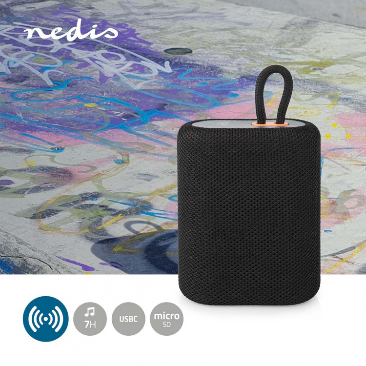 Nedis Bluetooth® højttaler | Maksimal batteritid: 7 timer | Håndholdt design | 7 W | Mono | Indbygget mikrofon | Kan parres | Sort