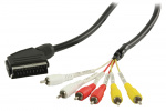 Valueline Scart-Kabel SCART Han - 6x RCA Han 2.00 m Sort