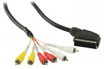 Valueline Scart-Kabel SCART Han - 6x RCA Han 2.00 m Sort