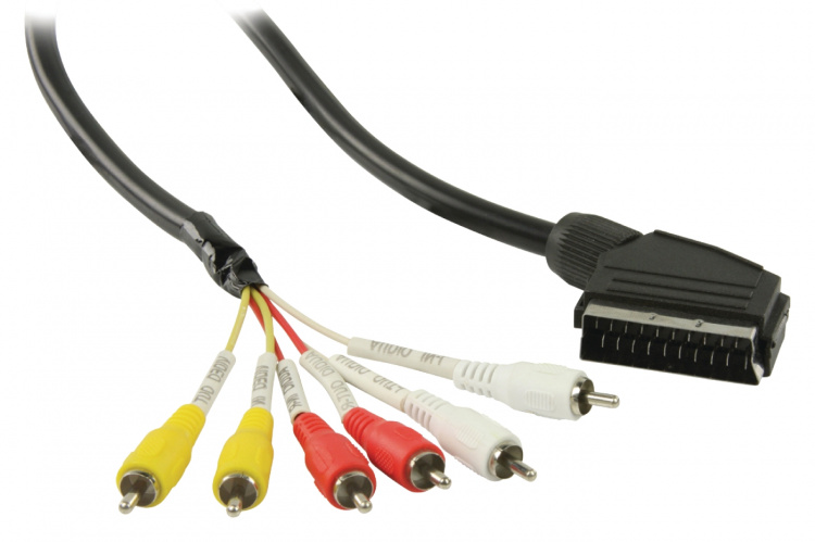 Valueline Scart-Kabel SCART Han - 6x RCA Han 2.00 m Sort