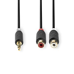 Nedis Stereo Audio kabel | 3.5 mm Hanstik | 2x RCA Hun | Guldplateret | 0.20 m | Runde | Antracit | Box