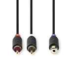 Nedis Stereo Audio kabel | 2x RCA Hanstik | RCA Hunstik | Guldplateret | 0.20 m | Runde | Antracit | Box