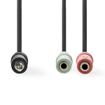 Nedis Stereo Audio kabel | 3.5 mm Hanstik | 2 x 3.5 mm Hunstik | Nikkelplateret | 0.20 m | Runde | Sort | Konvolut
