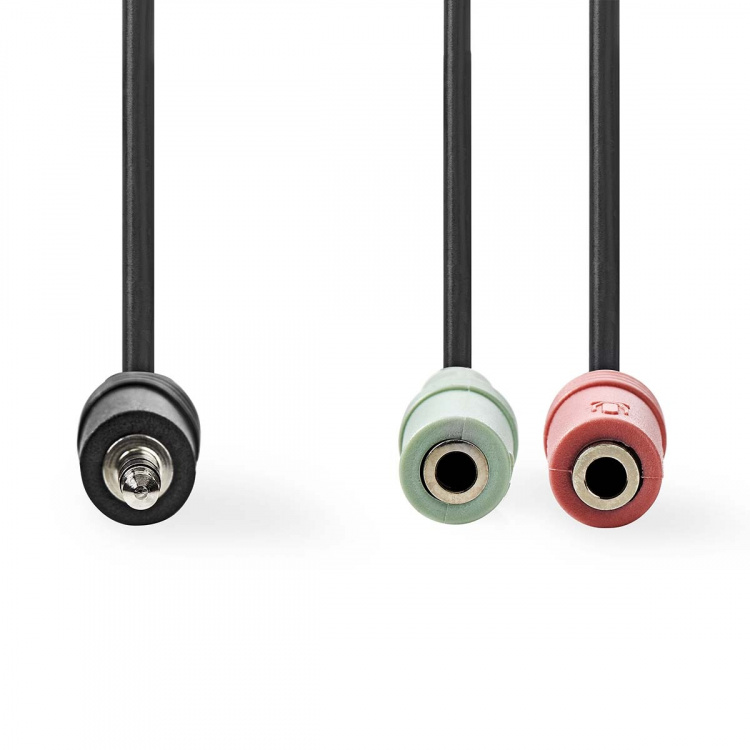 Nedis Stereo Audio kabel | 3.5 mm Hanstik | 2 x 3.5 mm Hunstik | Nikkelplateret | 0.20 m | Runde | Sort | Konvolut