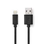 Nedis Lightning Kabel | USB 2.0 | Apple Lightning 8-pin | USB-A Han | 480 Mbps | Nikkelplateret | 1.00 m | Runde | PVC | Sort | Box