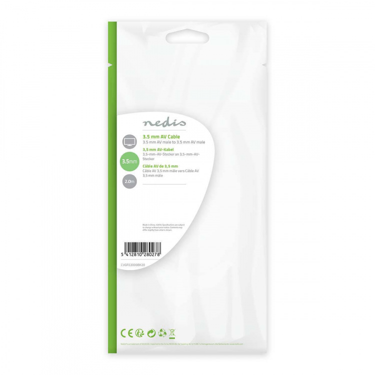 Nedis AV-kabel | 3.5 mm Hanstik | 3.5 mm Hanstik | Nikkelplateret | 2.00 m | Runde | PVC | Sort