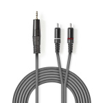 Nedis Stereo Audio kabel | 3.5 mm Hanstik | 2x RCA Hanstik | Nikkelplateret | 1.50 m | Runde | Mørkegrå | Kartonhylster