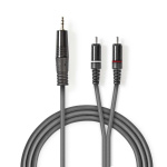 Nedis Stereo Audio kabel | 3.5 mm Hanstik | 2x RCA Hanstik | Nikkelplateret | 3.00 m | Runde | Mørkegrå | Kartonhylster