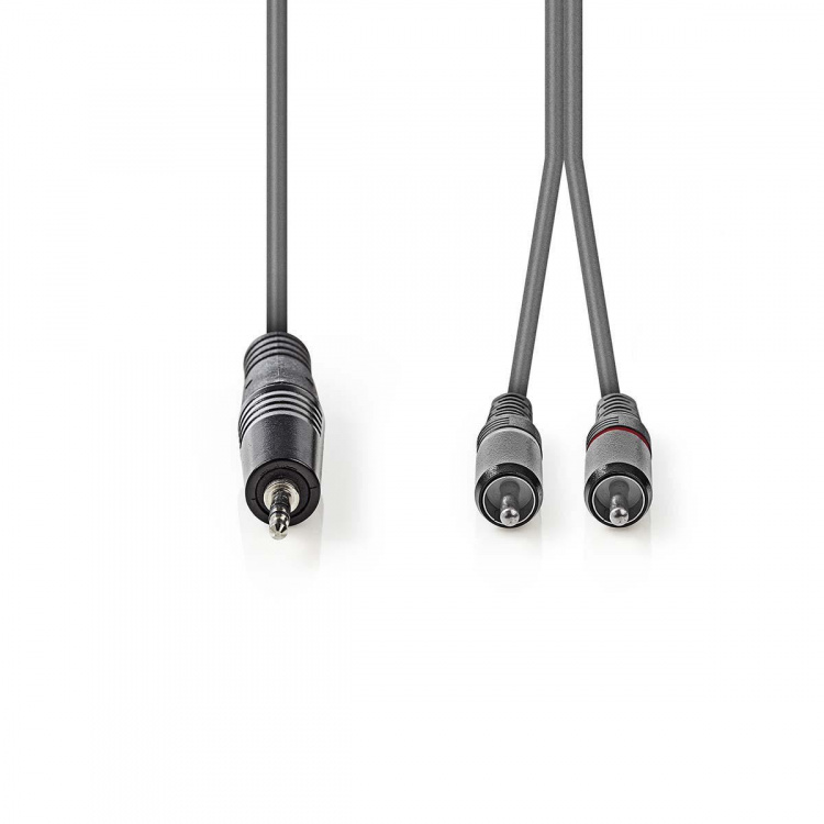 Nedis Stereo Audio kabel | 3.5 mm Hanstik | 2x RCA Hanstik | Nikkelplateret | 3.00 m | Runde | Mørkegrå | Kartonhylster