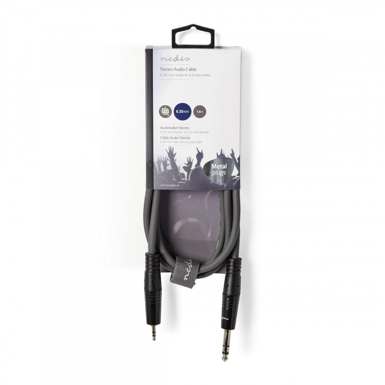 Nedis Stereo Audio kabel | 6.35 mm Hanstik | 3.5 mm Hanstik | Nikkelplateret | 1.50 m | Runde | Mørkegrå | Kartonhylster