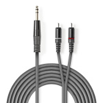 Nedis Stereo Audio kabel | 6.35 mm Hanstik | 2x RCA Hanstik | Nikkelplateret | 1.50 m | Runde | Mørkegrå | Kartonhylster