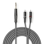 Nedis Stereo Audio kabel | 6.35 mm Hanstik | 2x RCA Hanstik | Nikkelplateret | 3.00 m | Runde | Mørkegrå | Kartonhylster