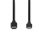 Nedis Lightning Kabel | USB 2.0 | Apple Lightning 8-pin | USB-C™ Han | 480 Mbps | Nikkelplateret | 1.00 m | Runde | PVC | Sort | Box