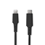 Nedis Lightning Kabel | USB 2.0 | Apple Lightning 8-pin | USB-C™ Han | 480 Mbps | Nikkelplateret | 1.00 m | Runde | PVC | Sort | Box