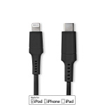 Nedis Lightning Kabel | USB 2.0 | Apple Lightning 8-pin | USB-C™ Han | 480 Mbps | Nikkelplateret | 2.00 m | Runde | PVC | Sort | Box