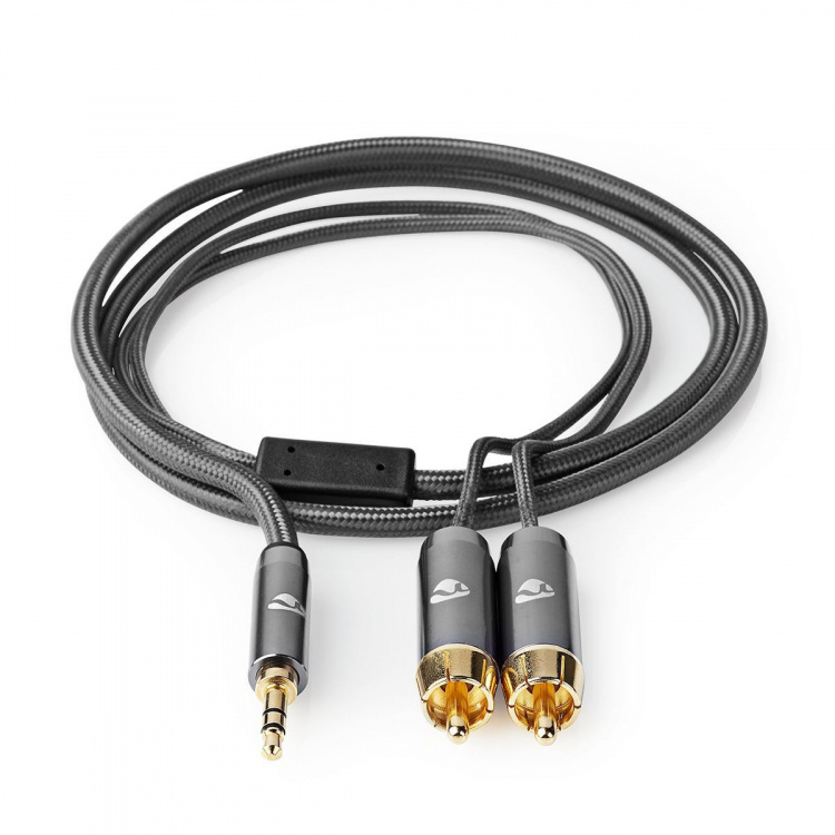Nedis Stereo Audio kabel | 3.5 mm Hanstik | 2x RCA Hanstik | Guldplateret | 5.00 m | Runde | Gun Metal Grå | Cover Window Box