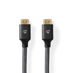 Nedis High Speed ​​HDMI ™ kabel med Ethernet | HDMI™ Stik | HDMI™ Stik | 4K@60Hz | ARC | 18 Gbps | 10.0 m | Runde | Bomuld | Gun Metal Grå | Cover Window Box