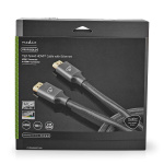 Nedis High Speed ​​HDMI ™ kabel med Ethernet | HDMI™ Stik | HDMI™ Stik | 4K@60Hz | ARC | 18 Gbps | 10.0 m | Runde | Bomuld | Gun Metal Grå | Cover Window Box