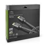 Nedis High Speed ​​HDMI ™ kabel med Ethernet | HDMI™ Stik | HDMI™ Stik | 4K@60Hz | ARC | 18 Gbps | 10.0 m | Runde | Bomuld | Gun Metal Grå | Cover Window Box