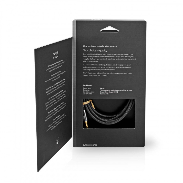 Nedis Stereo Audio kabel | 3.5 mm Hanstik | 3.5 mm Hanstik | Guldplateret | 2.00 m | Runde | Grå / Gun Metal Grå | Cover Window Box