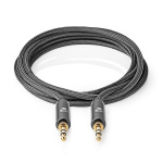 Nedis Stereo Audio kabel | 3.5 mm Hanstik | 3.5 mm Hanstik | Guldplateret | 5.00 m | Runde | Grå / Gun Metal Grå | Cover Window Box