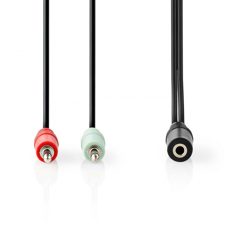 Nedis Stereo Audio kabel | 3.5 mm Hunstik | 2 x 3,5 mm Hanstik | Nikkelplateret | 0.20 m | Runde | Sort | Box
