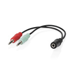 Nedis Stereo Audio kabel | 3.5 mm Hunstik | 2 x 3,5 mm Hanstik | Nikkelplateret | 0.20 m | Runde | Sort | Box