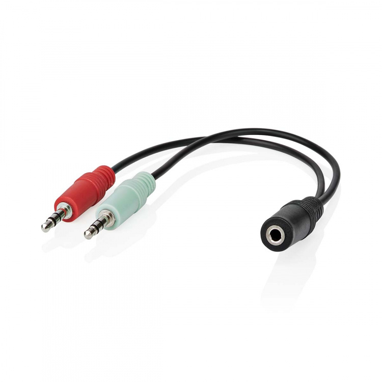Nedis Stereo Audio kabel | 3.5 mm Hunstik | 2 x 3,5 mm Hanstik | Nikkelplateret | 0.20 m | Runde | Sort | Box