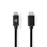 Nedis Lightning Kabel | USB 2.0 | Apple Lightning 8-pin | USB-C™ Han | 480 Mbps | Nikkelplateret | 2.00 m | Runde | PVC | Sort | Konvolut