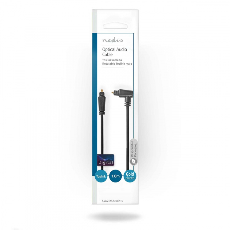 Nedis Optisk lydkabel | TosLink Male | TosLink Male | Roterbar | 1.00 m | Runde | PVC | Sort | Konvolut