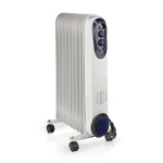 Nedis Mobil Olie Radiator | 800 / 1200 / 2000 W | 9 Finner | Justerbar termostat | 3 Varmeindstillinger | Fald over beskyttelse | Hvid
