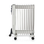 Nedis Mobil Olie Radiator | 1000 / 1500 / 2500 W | 11 Finner | Justerbar termostat | 3 Varmeindstillinger | Fald over beskyttelse | Hvid