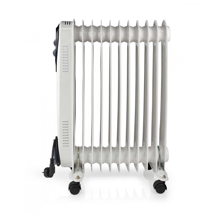 Nedis Mobil Olie Radiator | 1000 / 1500 / 2500 W | 11 Finner | Justerbar termostat | 3 Varmeindstillinger | Fald over beskyttelse | Hvid