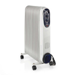 Nedis Mobil Olie Radiator | 1000 / 1500 / 2500 W | 11 Finner | Justerbar termostat | 3 Varmeindstillinger | Fald over beskyttelse | Hvid