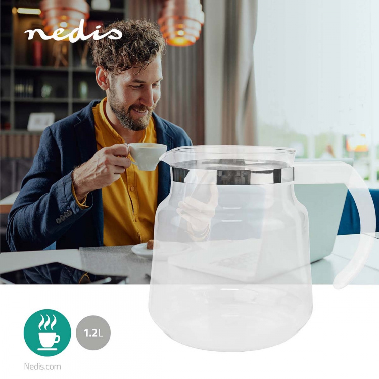 Nedis Glas Kaffe Kande | Kompatibel med: Moccamaster K / KB/ 1 0PL / Excellent 10S | 1.2 l | Hvid