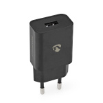 Nedis Vægoplader | 12 W | Hurtigopladningsfunktion | 1x 2.4 A A | Antal output: 1 | USB-A | Uden Kabel | Single Voltage Output | Sort