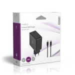 Nedis Vægoplader | 65 W | PD3.0 27W / PD3.0 36W / PD3.0 45W / PD3.0 65W | Hurtigopladningsfunktion | 3.0 / 3.25 A A | Antal output: 1 | USB-C™ | Type-C™ | 2.00 m | Automatisk Valgt Spænding | Sort