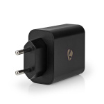 Nedis Vægoplader | 65 W | Hurtigopladningsfunktion | 2.0 / 2.25 A / 3.25 A A | Antal output: 2 | USB-A / USB-C™ | Automatisk Valgt Spænding | Sort