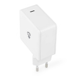 Nedis Vægoplader | 100 W | GaN | Hurtigopladningsfunktion | 3.0 / 5.0 A | Antal output: 1 | USB-C™ | Automatisk Valgt Spænding | Hvid
