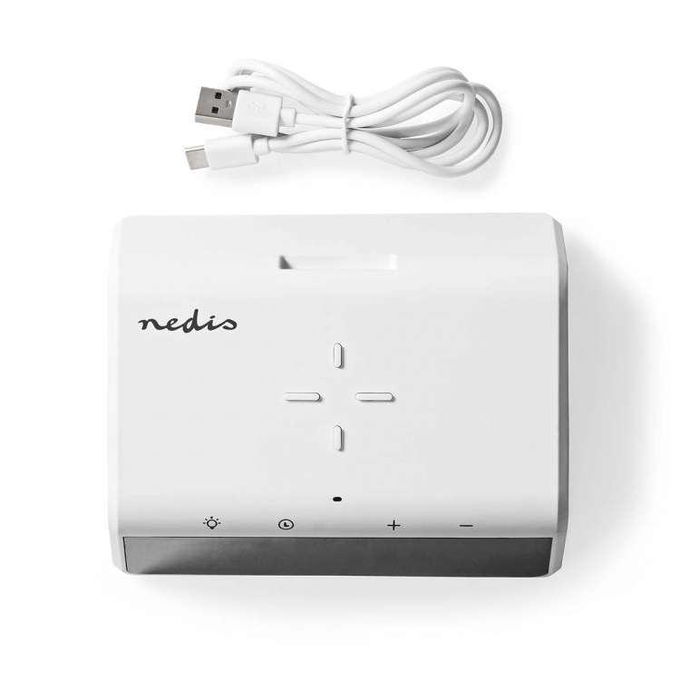 Nedis Vækkeur med Trådlås Ladning | Qi certificeret | 5 / 7.5 / 10 / 15 W | USB-A Male | Natlys | 2 Alarmtider | Snooze funktion