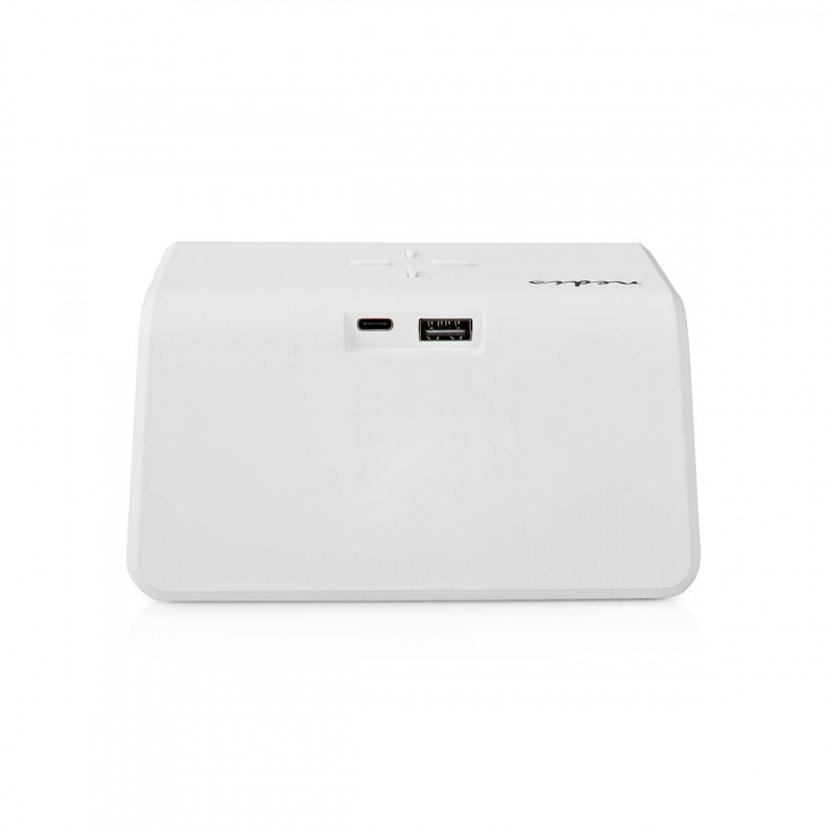 Nedis Vækkeur med Trådlås Ladning | Qi certificeret | 5 / 7.5 / 10 / 15 W | USB-A Male | Natlys | 2 Alarmtider | Snooze funktion