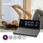 Nedis Vækkeur med Trådlås Ladning | Qi certificeret | 5 / 7.5 / 10 / 15 W | USB-A Male | 2 Alarmtider | Snooze funktion