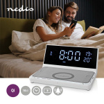 Nedis Vækkeur med Trådlås Ladning | Qi certificeret | 5 / 7.5 / 10 / 15 W | USB-A Male | 2 Alarmtider | Snooze funktion
